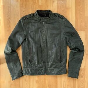 Rare Vintage Juicy Couture Faded Green Lambskin Leather Jacket Military Moto S